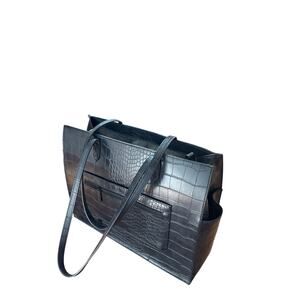 BEIS Work Tote - Black Croc Embossed - Vegan Leather